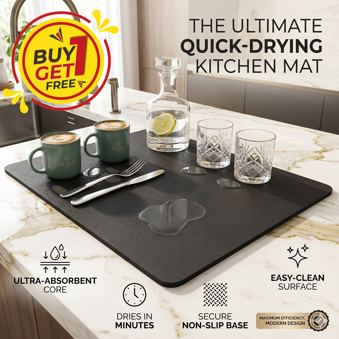 AquaDry™ Kitchen Drying Mat
